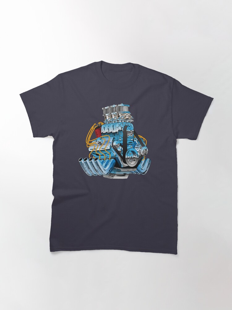 Alternate view of Hot Rod Race Car Dragster Engine Cartoon Illustration Classic T-Shirt