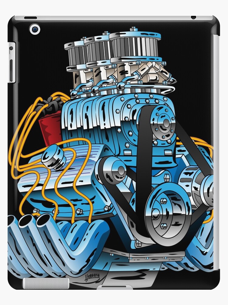 Hot Rod Race Car Dragster Engine Cartoon Illustration Ipad Case Skin By Hobrath Redbubble