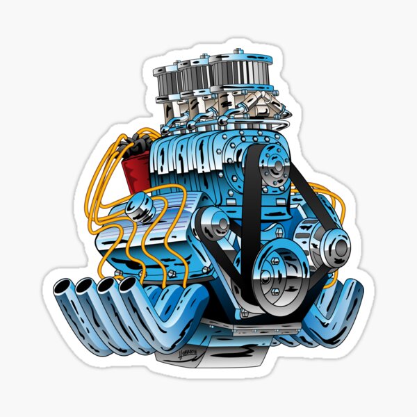 Artikel-Vorschau von Hot Rod Rennwagen Dragster Engine Cartoon Illustration, designt und verkauft von hobrath.