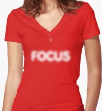 Focus Halftone Women's Fitted V-Neck T-Shirt