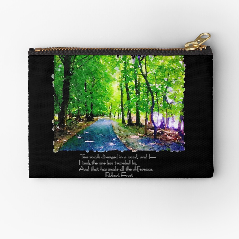 Robert Frost, The Road Not Taken: One Design, On Everything — Zipper Pouch