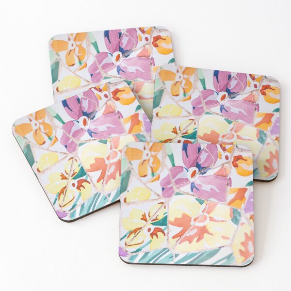 Item preview, Barcelona Park Guell Floral Mosaic Print designed and sold by CaravaggioHouse.