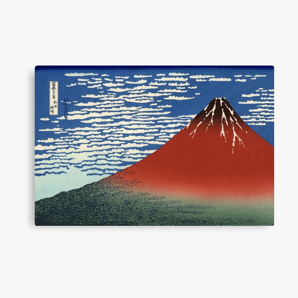 Hokusai "South wind, clear sky", Red Fuji Canvas Print