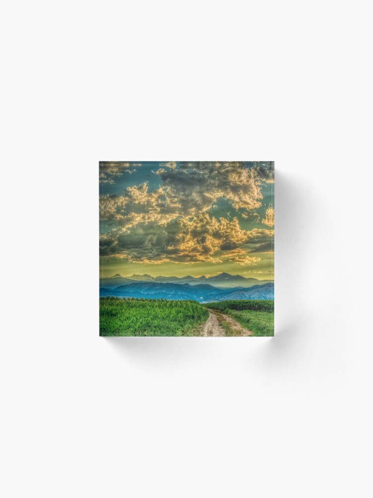 Alternate view of Sunset And Cornfields Acrylic Block