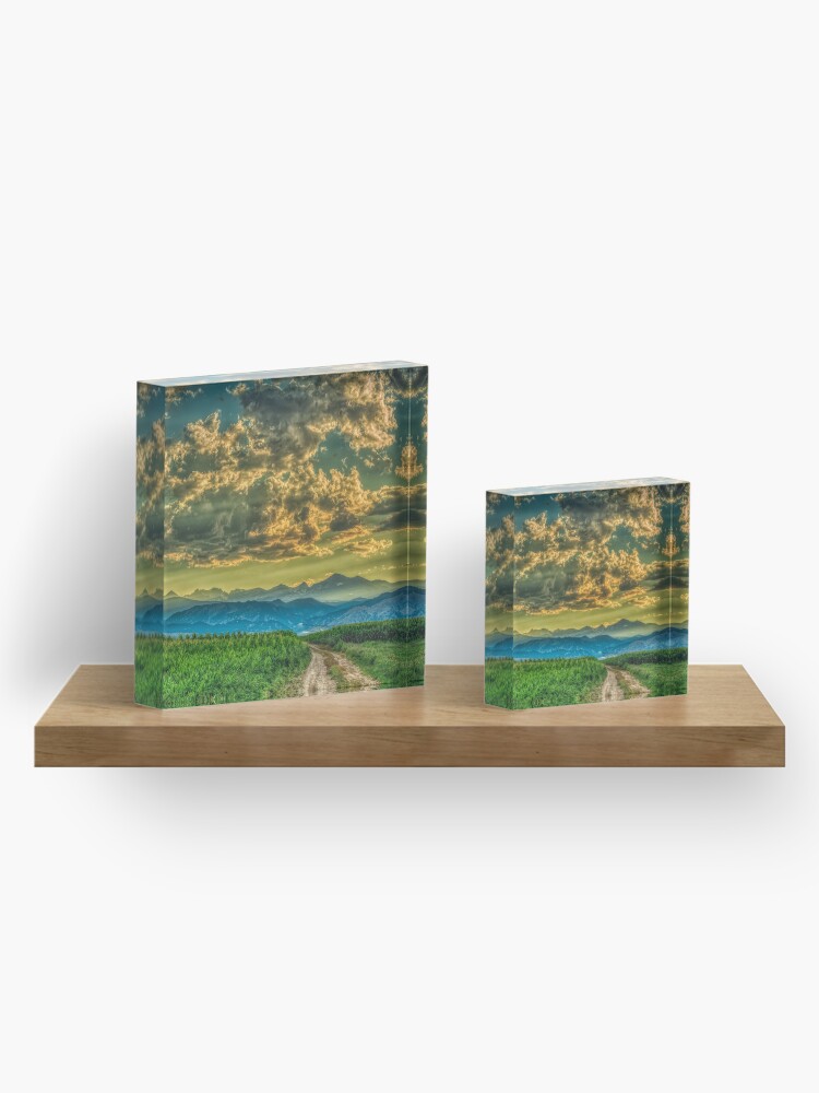Alternate view of Sunset And Cornfields Acrylic Block