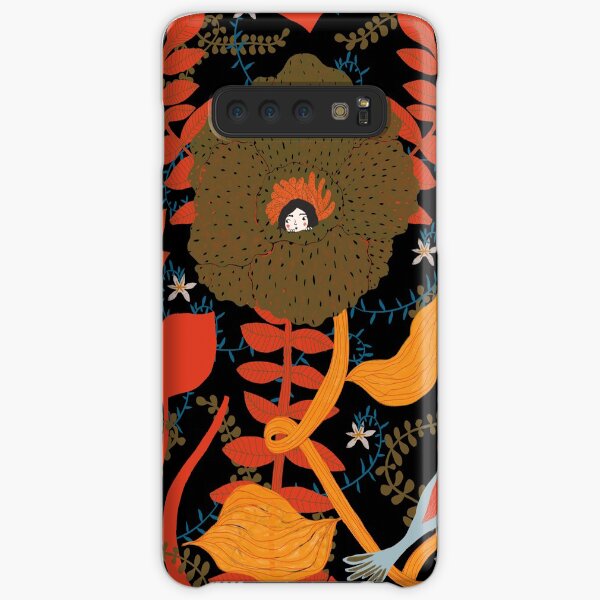 fairy tale illustration with a little girl hiding in a big flowers Samsung Galaxy Snap Case