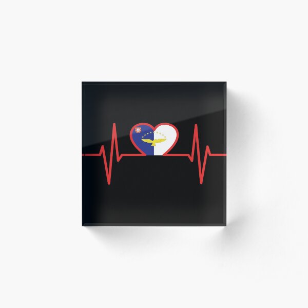 Azores flag in the heart Acrylic Block