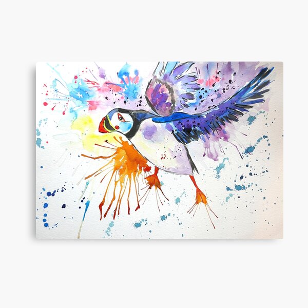 Colourful Flying Puffin Canvas Print