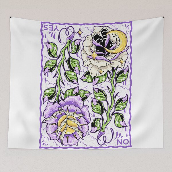 Item preview, Ouija Style Night and Day Roses (Purple) Cute Tattoo Flash designed and sold by Ella Mobbs.