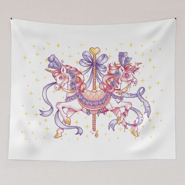 Item preview, Runaway Carousel Zombie Unicorn Pony Cute Tattoo Flash designed and sold by Ella Mobbs.