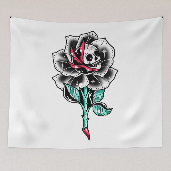 Item preview, Vintage Style Skull Rose Valentine Traditional Tattoo Flash designed and sold by Ella Mobbs.