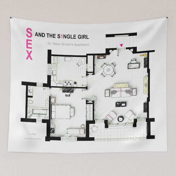 Item preview, Floorplan of Dr. Brown's apartment from SEX AND THE SINGLE GIRL designed and sold by TV Floorplans & More.