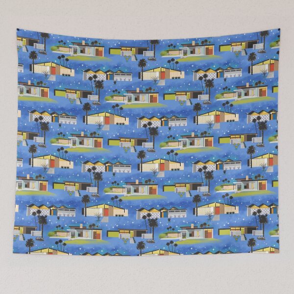 Item preview, Mid Century Modern Homes of the Desert Under a Night Sky with Stars designed and sold by vinpauld.