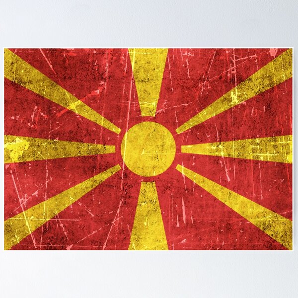 Item preview, Vintage Aged and Scratched Macedonian Flag designed and sold by JeffBartels.