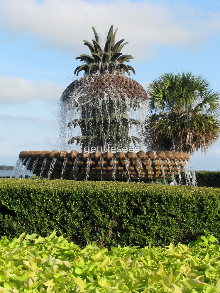 "Pineapple Fountain at Waterfront Park, Charleston SC" Sticker for Sale