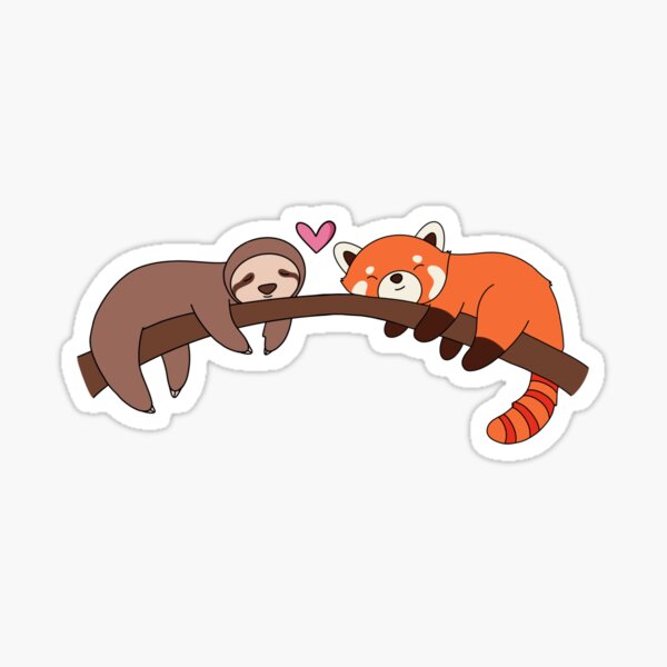 Aperçu de l'œuvre L'amour du paresseux et du panda roux créée et vendue par mshemdesigns.