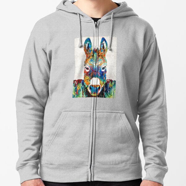 Colorful Donkey Art - Mr. Personality - By Sharon Cummings Zipped Hoodie