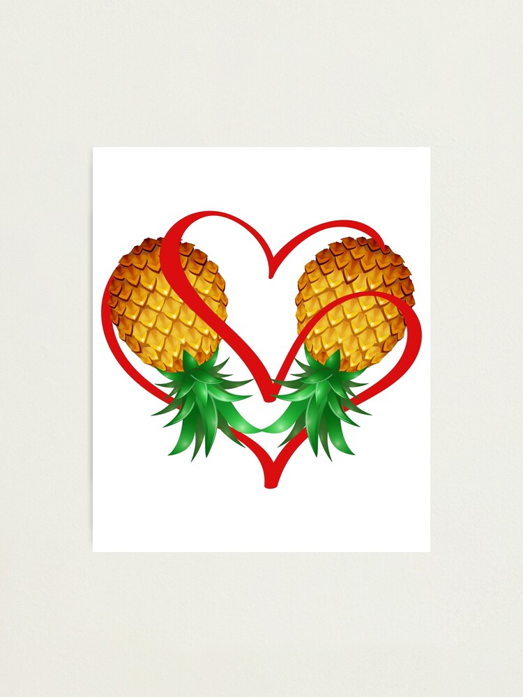 "Couple Swinger Upside Down Pineapple with Heart" Photographic Print