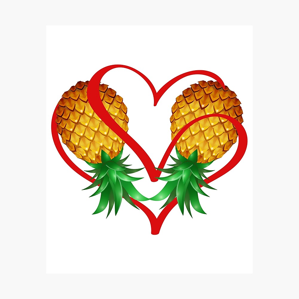 Couple Swinger Upside Down Pineapple with Heart/ picture pic