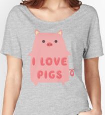 I Love Pigs Cute T Shirt Women's Relaxed Fit T-Shirt