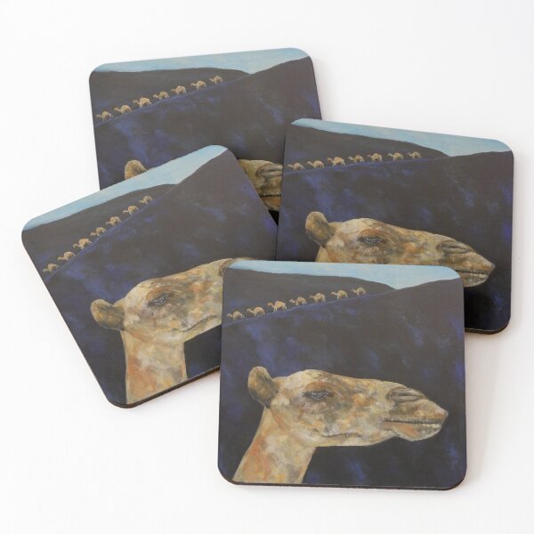 Item preview, Memories of Lanzarote - camels on black sand designed and sold by carolineskinnerart.