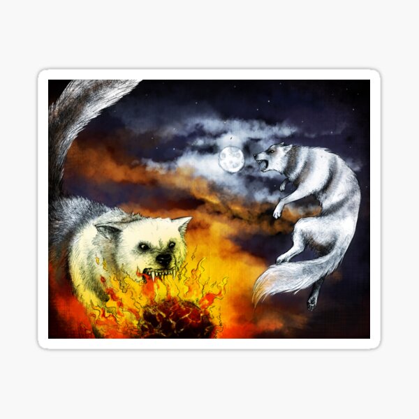 Hati and Skoll Sticker