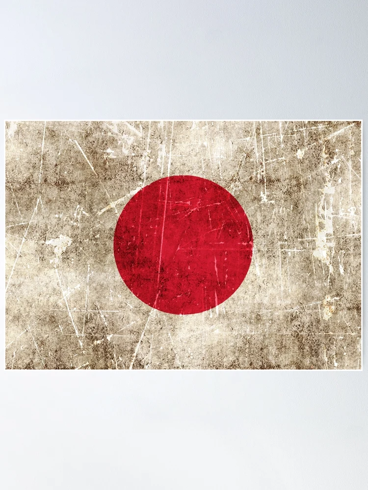 Vintage Aged and Scratched Japanese Flag | Poster