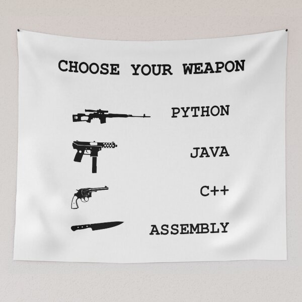 Item preview, Python vs Java vs C++ vs Assembly Programming Language Comparison Joke designed and sold by alltheprints.