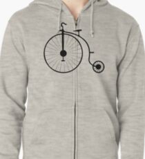 Sudadera con capucha y cremallera Bicicleta de rueda alta clásica de época Penny-farthing