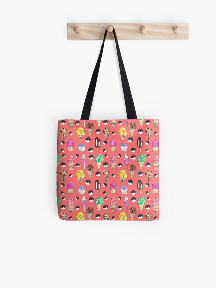 Ice Cream Flavors Coral Color Tote Bag By Neginmf Redbubble