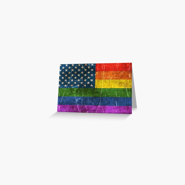 Vintage Aged And Scratched Gay Pride Rainbow American Flag Greeting