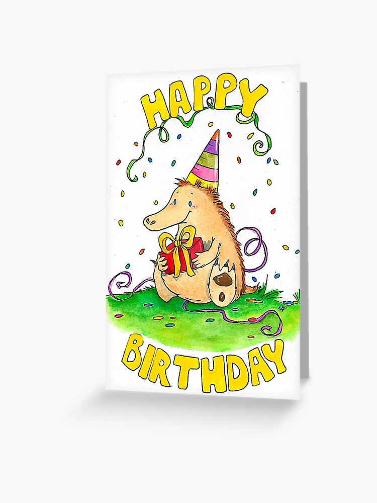 Carte De Vœux Carte D Anniversaire Echidna Par Nicole Janes Par Nicolejanes Redbubble