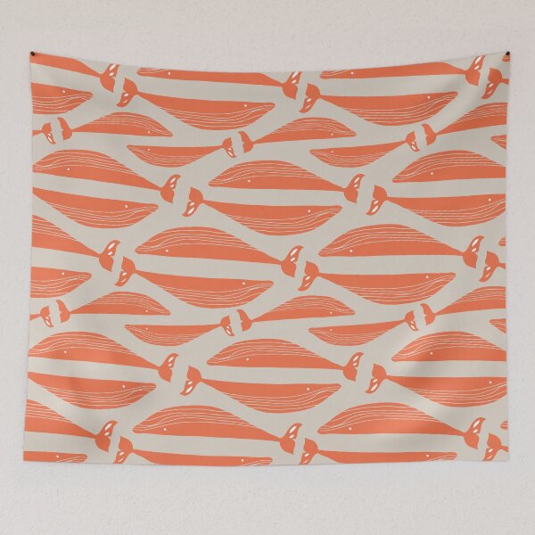 Item preview, orange whales designed and sold by Gemma Cosgrove Ball.