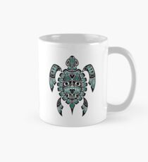 Teal Blue and Black Haida Spirit Sea Turtle Classic Mug