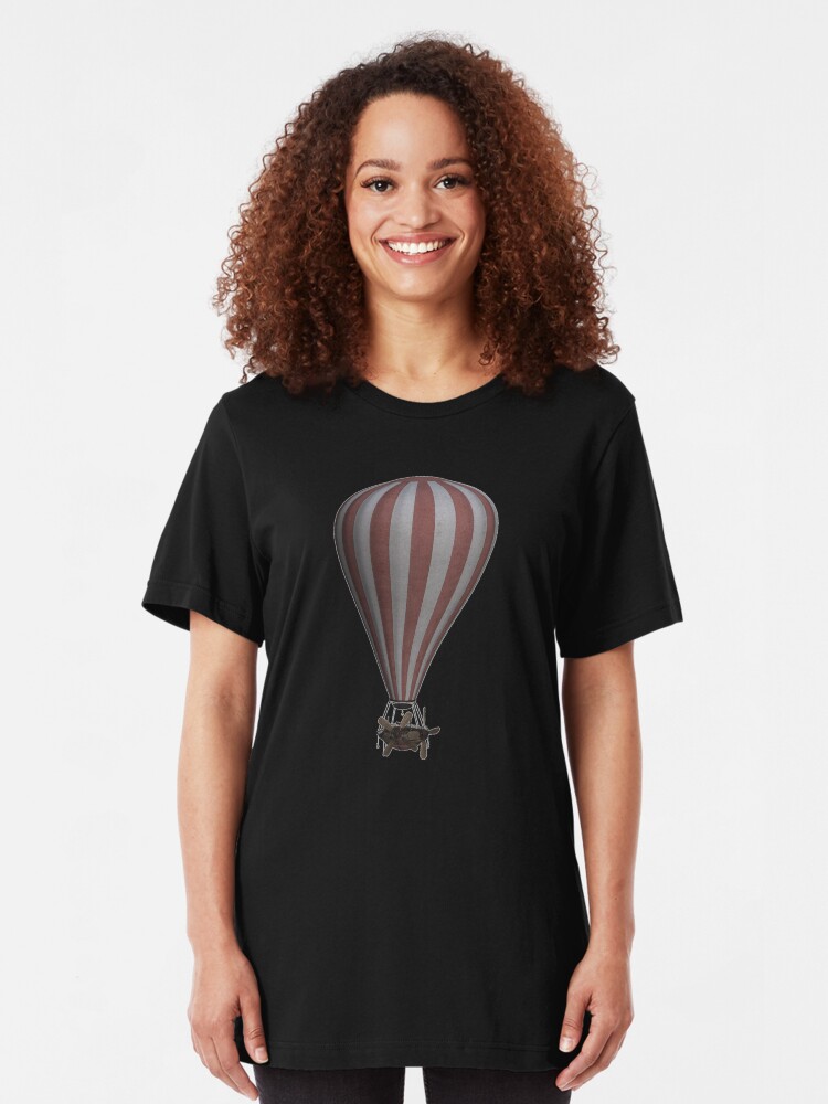 Alternate view of Steampunk Hot Air Balloon Airship Print Slim Fit T-Shirt