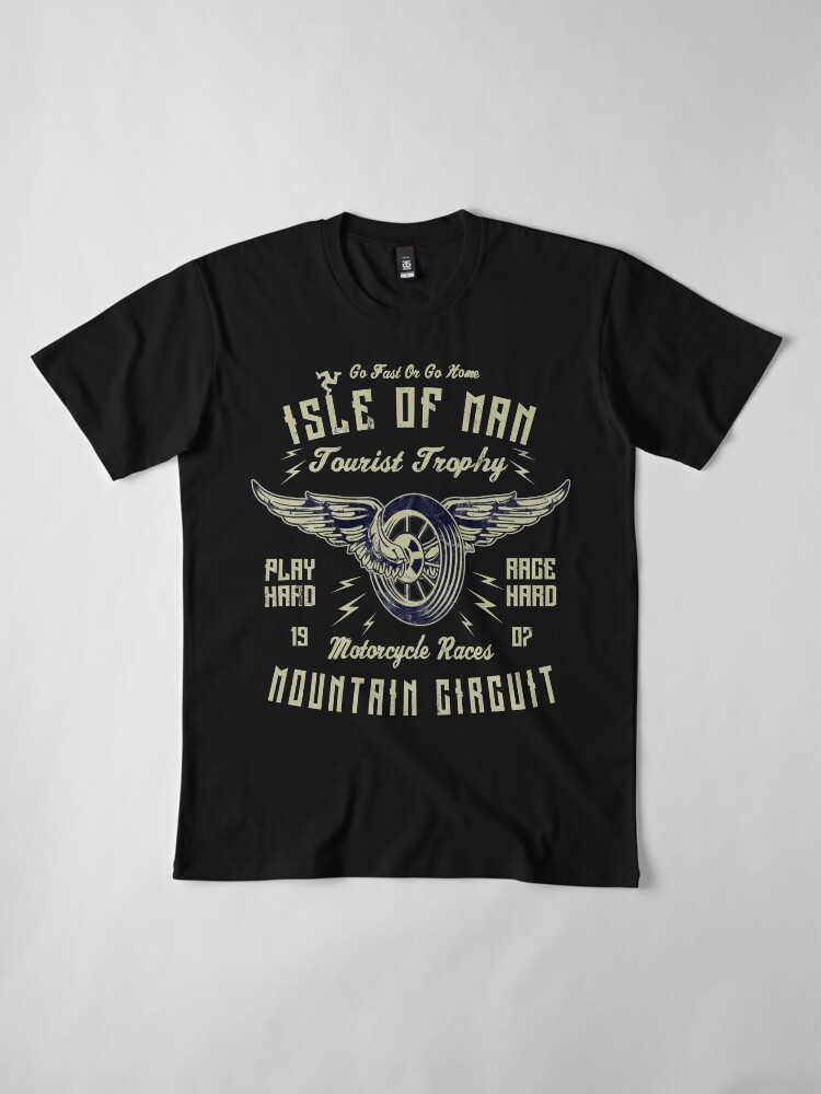 Alternate view of Isle Of Man TT Racing Vintage Biker Wings Wheel Tourist Trophy Bike Races Retro Graphic Premium T-Shirt