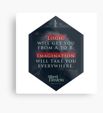 Lienzo metálico Cita de: Albert Einstein sobre lógica e imaginación - Camisetas, pósters, pegatinas y regalos