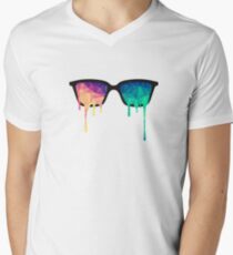 Abstract Polygon Multi Color Cubism Low Poly Triangle Design T-Shirt mit V-Ausschnitt