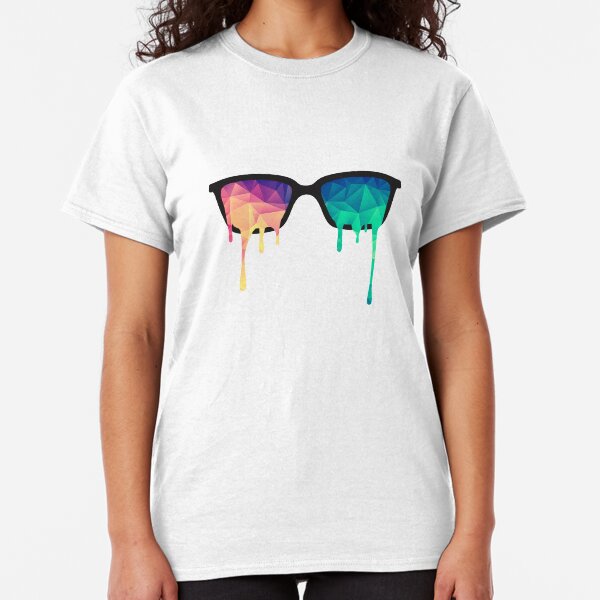 Abstract Polygon Multi Color Cubism Low Poly Triangle Design Classic T-Shirt
