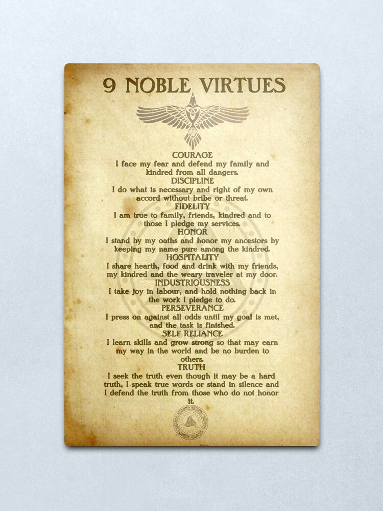 Alternate view of 9 Noble Virtues Metal Print