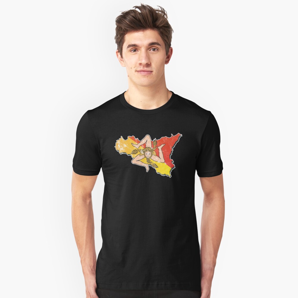 Sicily Flag Sicilian Trinacria Italian Pride Slim Fit T-Shirt