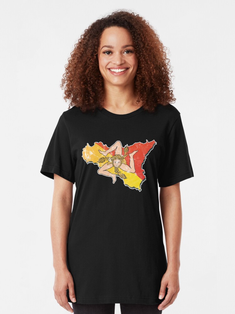 Alternate view of Sicily Flag Sicilian Trinacria Italian Pride Slim Fit T-Shirt