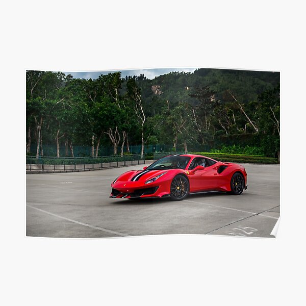 Ferrari 488 Pista Engine Metal Print-FujiFilm Poster Large 36/" x 24/"