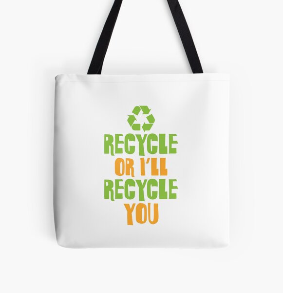 Earth Day Tote Bag, Keep Calm and Recycle Bag, Canvas Tote Bag