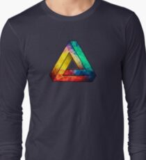 Abstract Multi Color Cubizm Painting Long Sleeve T-Shirt
