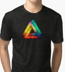 Abstract Multi Color Cubizm Painting Tri-blend T-Shirt