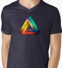Abstract Multi Color Cubizm Painting Men's V-Neck T-Shirt