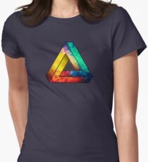 Abstract Multi Color Cubizm Painting Women's Fitted T-Shirt