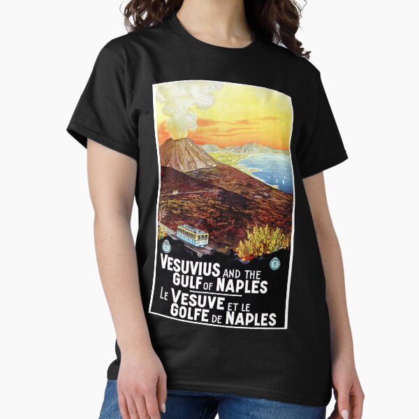 Aperçu de l'œuvre Vésuve et golfe de Naples, tramway, publicité touristique italienne vintage créée et vendue par aapshop.