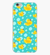 Niedliche Aqua Blue Teal Yellow Badezimmer-Gummienten und Blasen iPhone-Hülle & Cover
